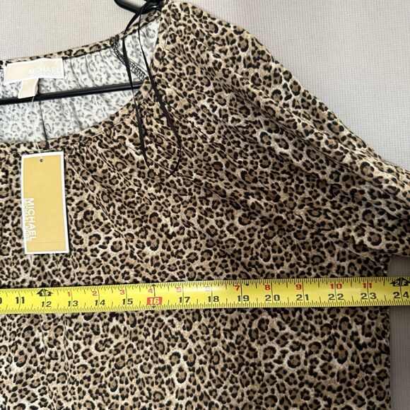 Michael Kors Top Extra XL Large Women Leopard Print Cotton Blend 3/4 Sleeves NWT - Picture 2 of 8